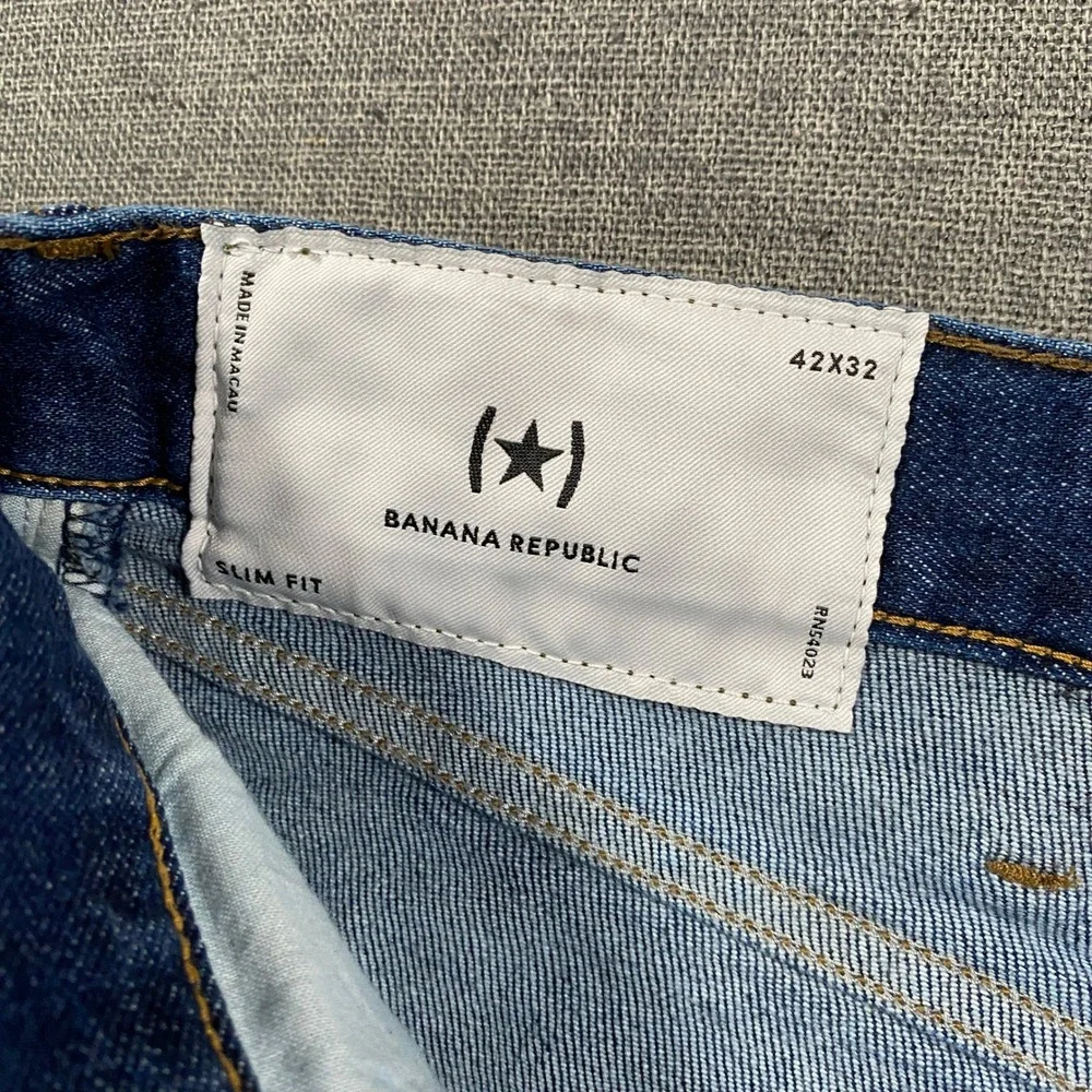 NWT Banana Republic Slim Fit Jeans Mens 42x32 Blue Mid Rise‎ Stretch Medium Wash